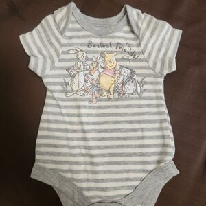 Disney Gray & White Striped Winnie the Pooh 'Bestest Friends' One-Piece
